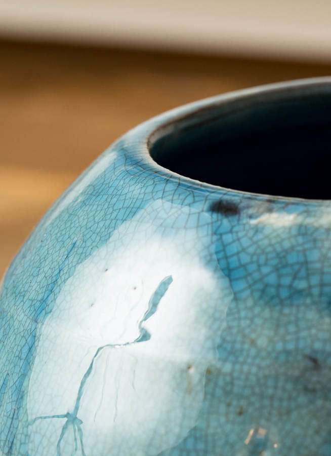 ターコイズブルー 鉢カバー 高級 陶器 観葉植物 - 置物