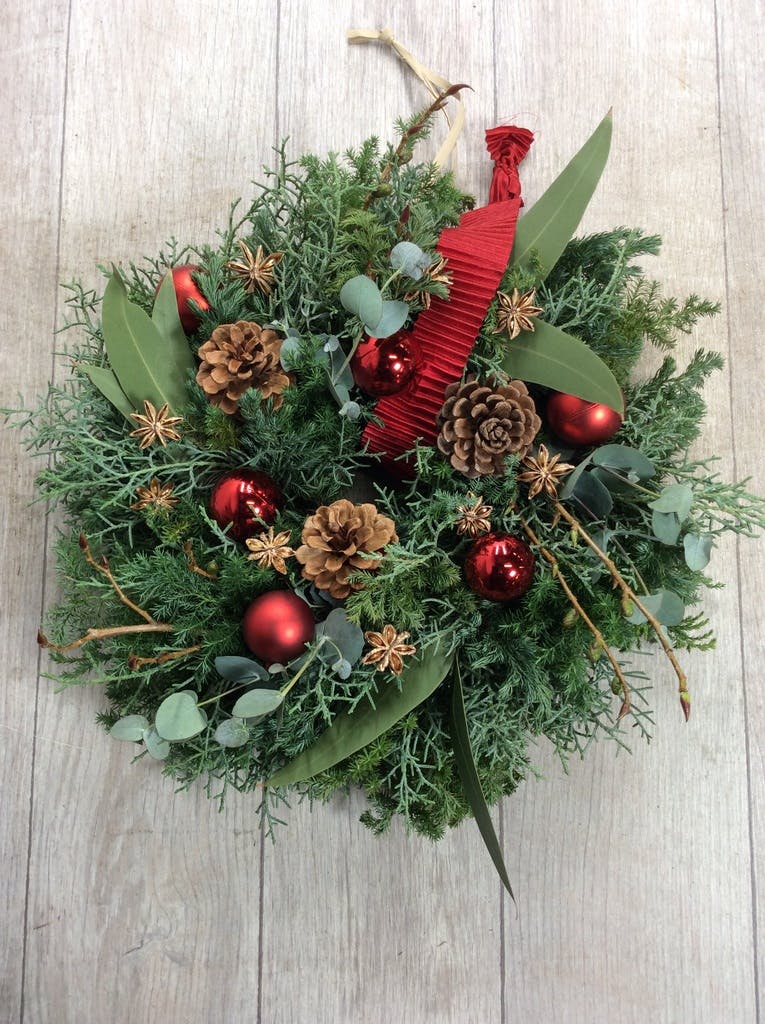 クリスマス てづくりのフレッシュリース レッド M | クリスマス