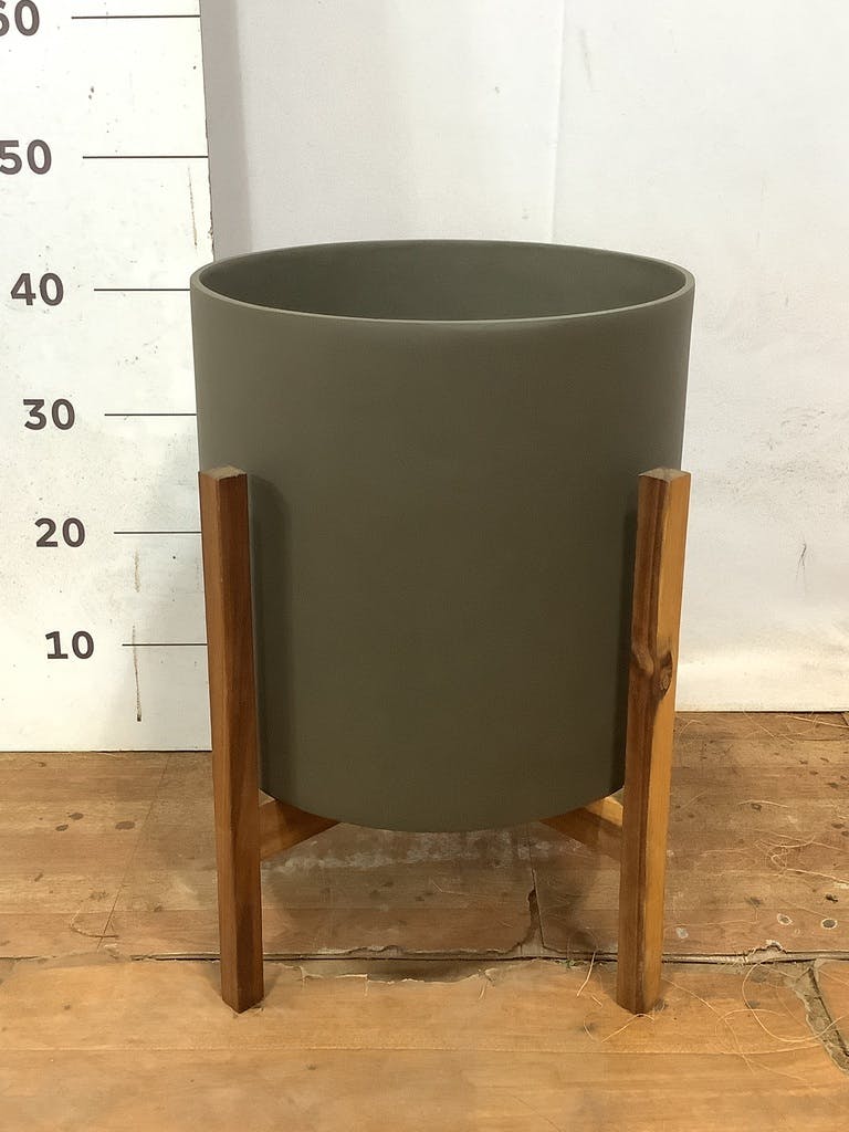 鉢カバー ホルスト シリンダー 8号鉢用 オリーブ ウッドポットスタンド