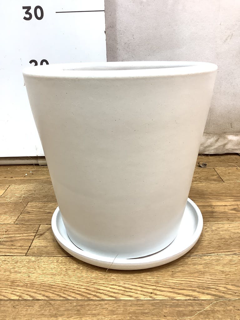 鉢カバー ビトロ ドーセ 5号鉢用 マット白釉 受け皿付き #KONTON VT