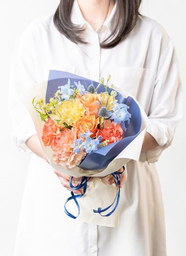 【母の日】バラとカーネーションの花束 オレンジ S