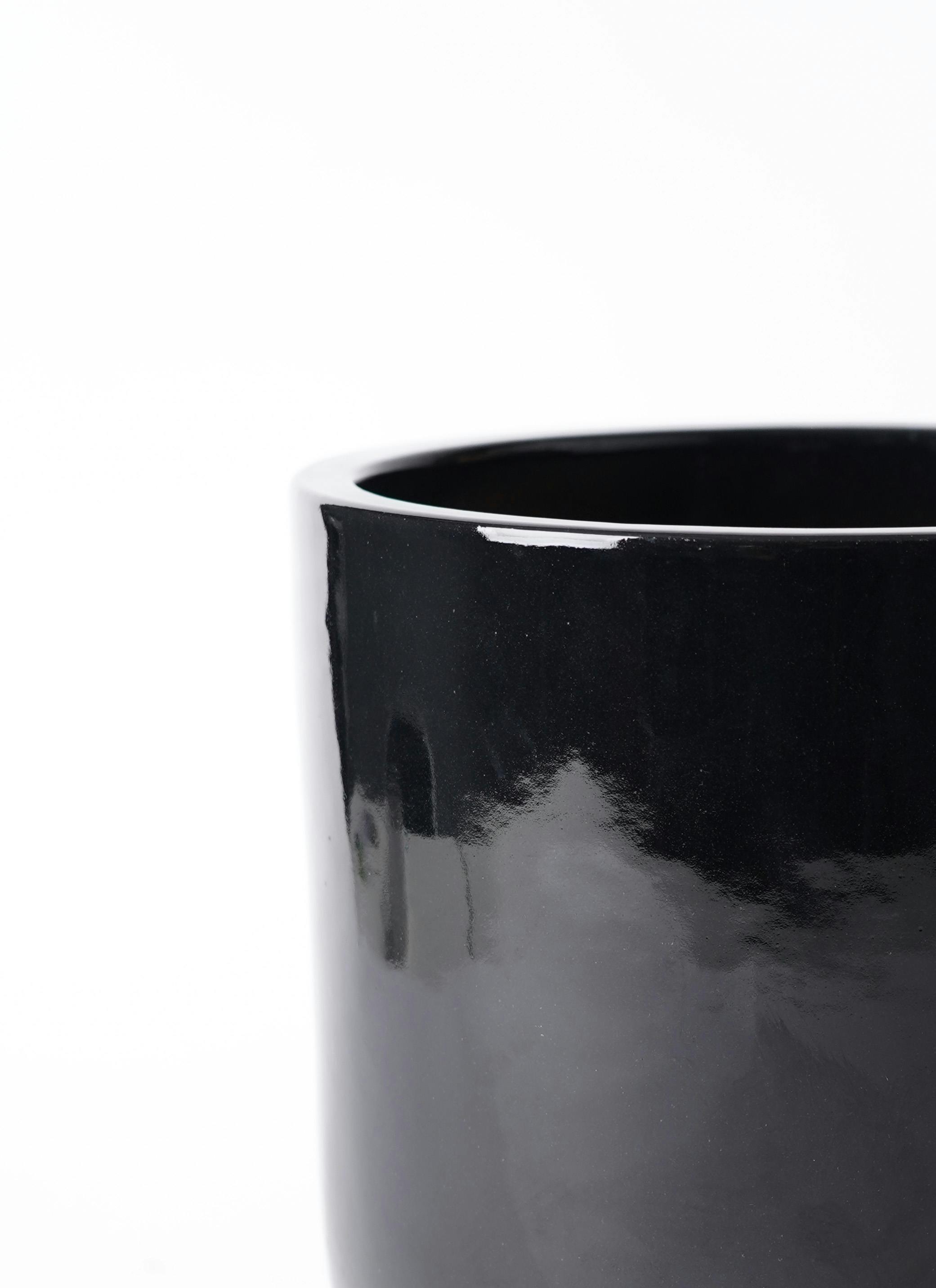 鉢カバー ビトロ エンデカ 6号鉢用 ブラック釉 受け皿付き #KONTON VT