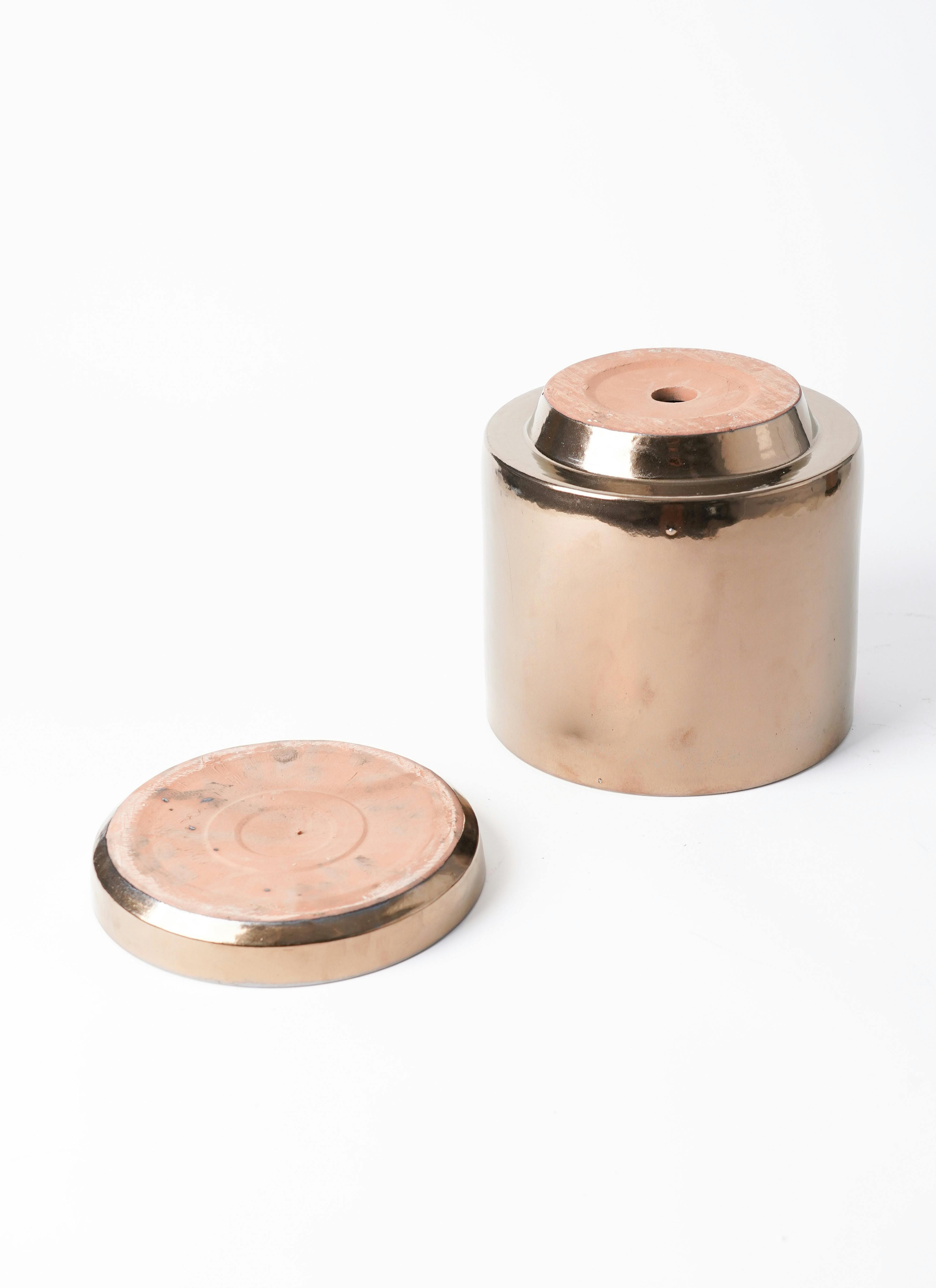 鉢カバー ビトロ エンデカ 6号鉢用 ゴールド釉 受け皿付き #KONTON VT