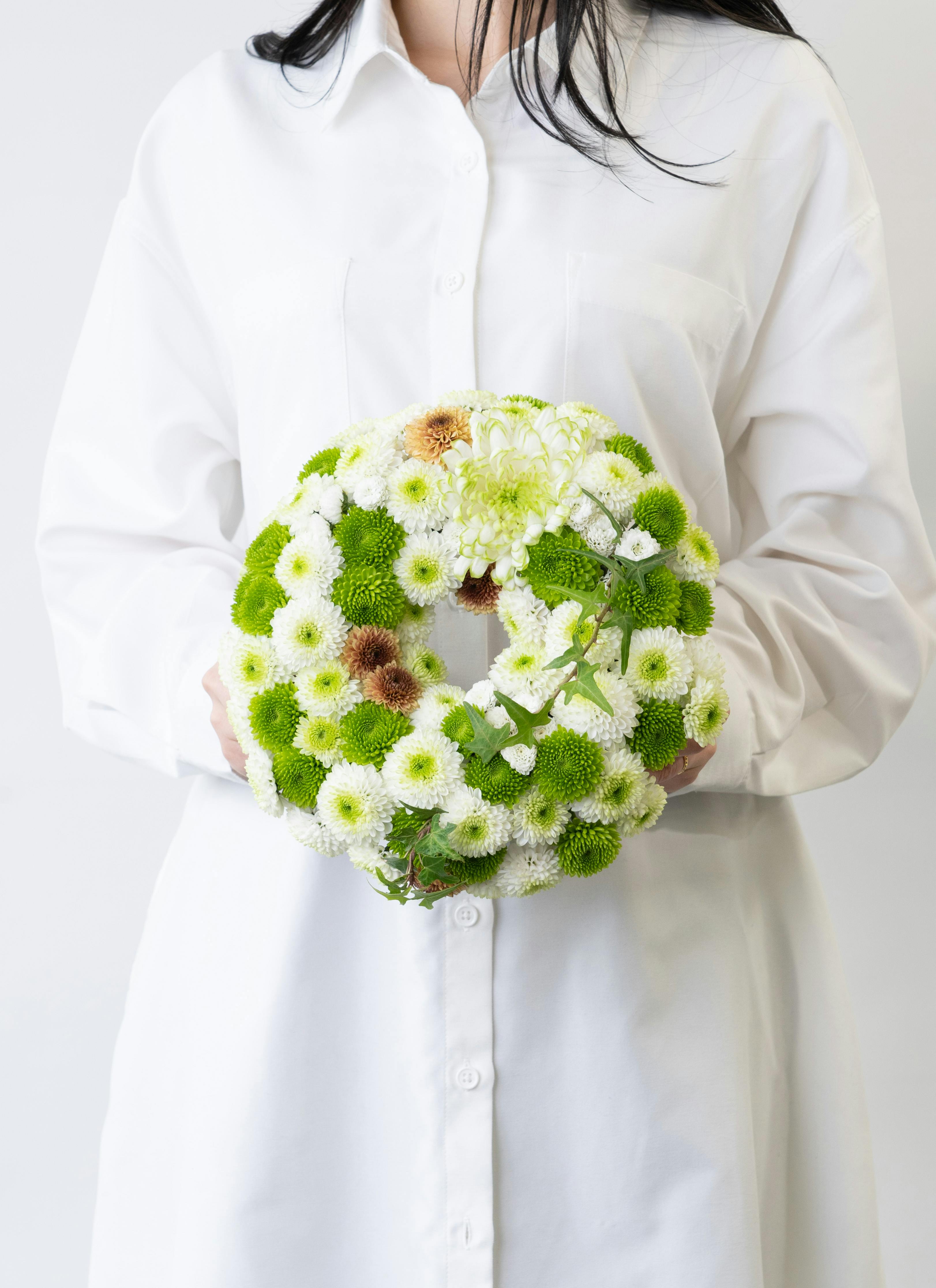 産地直送 マムリース 手作りキット ホワイト＆グリーン S／愛知