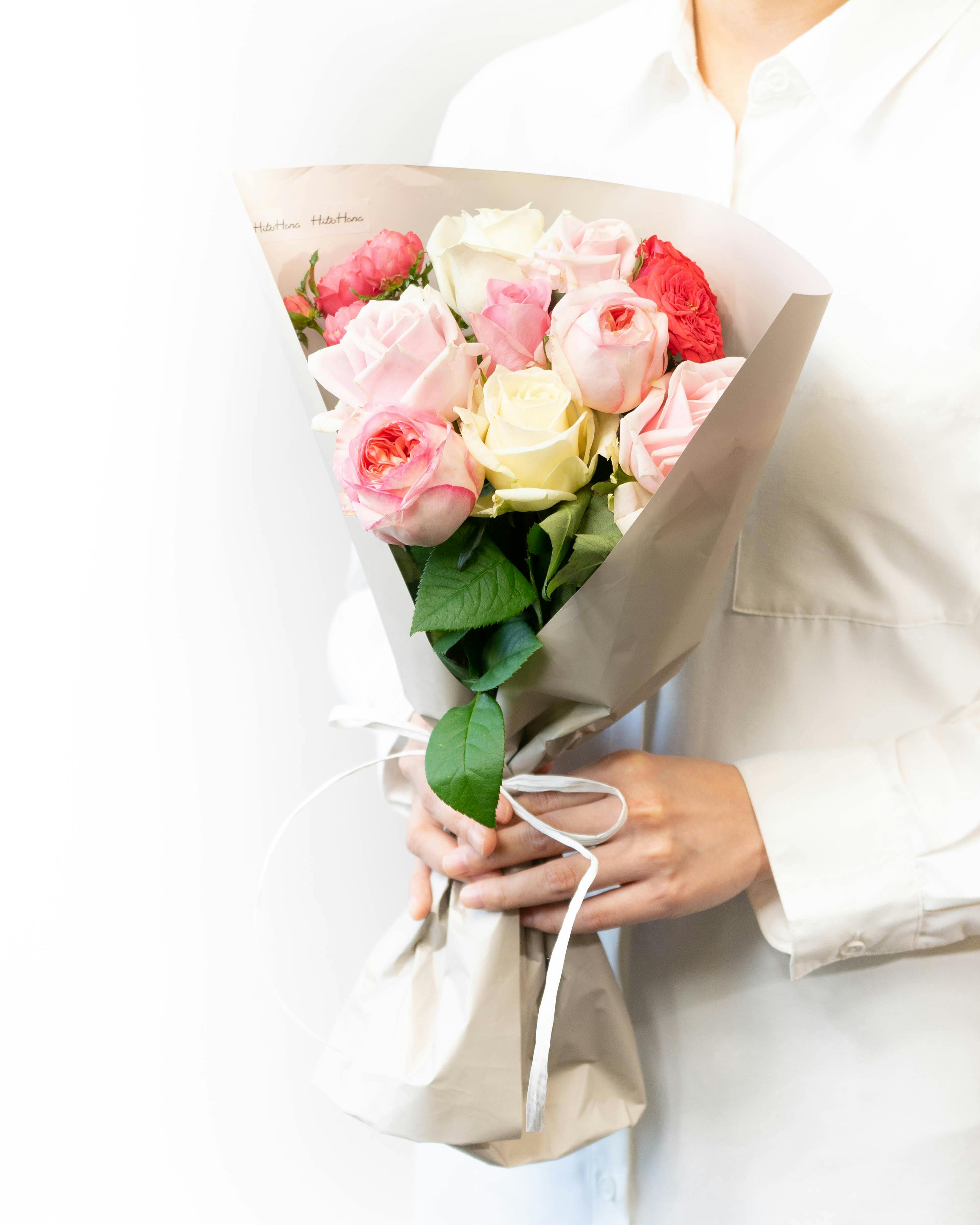 産地直送 バラ花束 ピンク系ミックス（10本入り）／愛知 榊原薔薇園