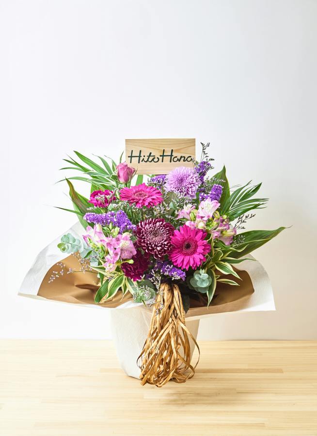 お祝い花 季節の豪華アレンジメント パープル系 11,000円 スタンダード
