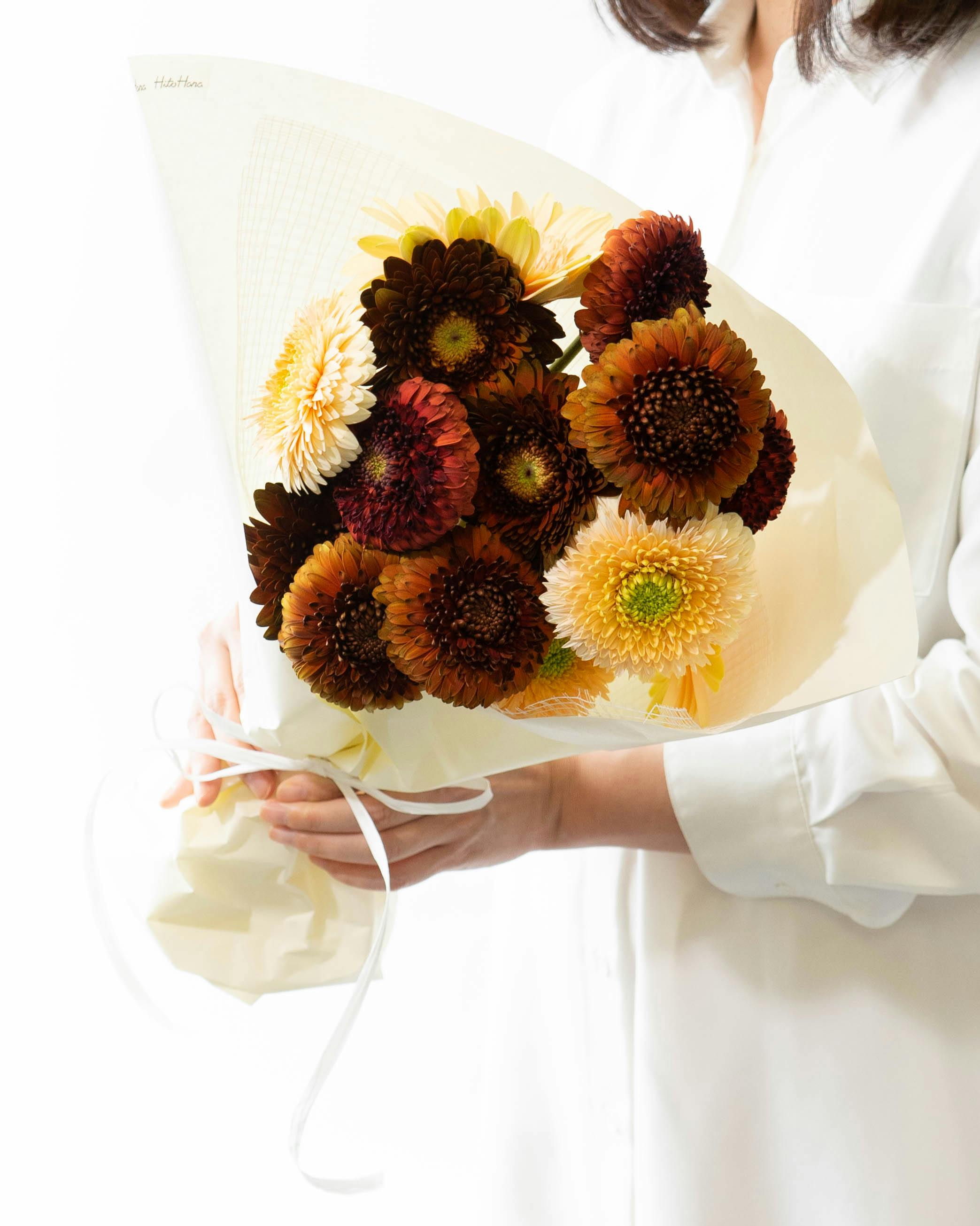 産地直送 ガーベラ 花束 ブラウンミックス(15本) ／静岡 松下園芸から