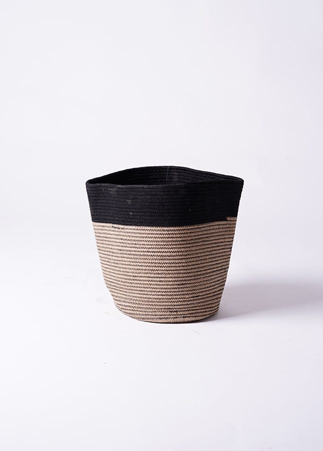 鉢カバー Rib Basket（リブバスケット） 6号鉢用 Natural and Black