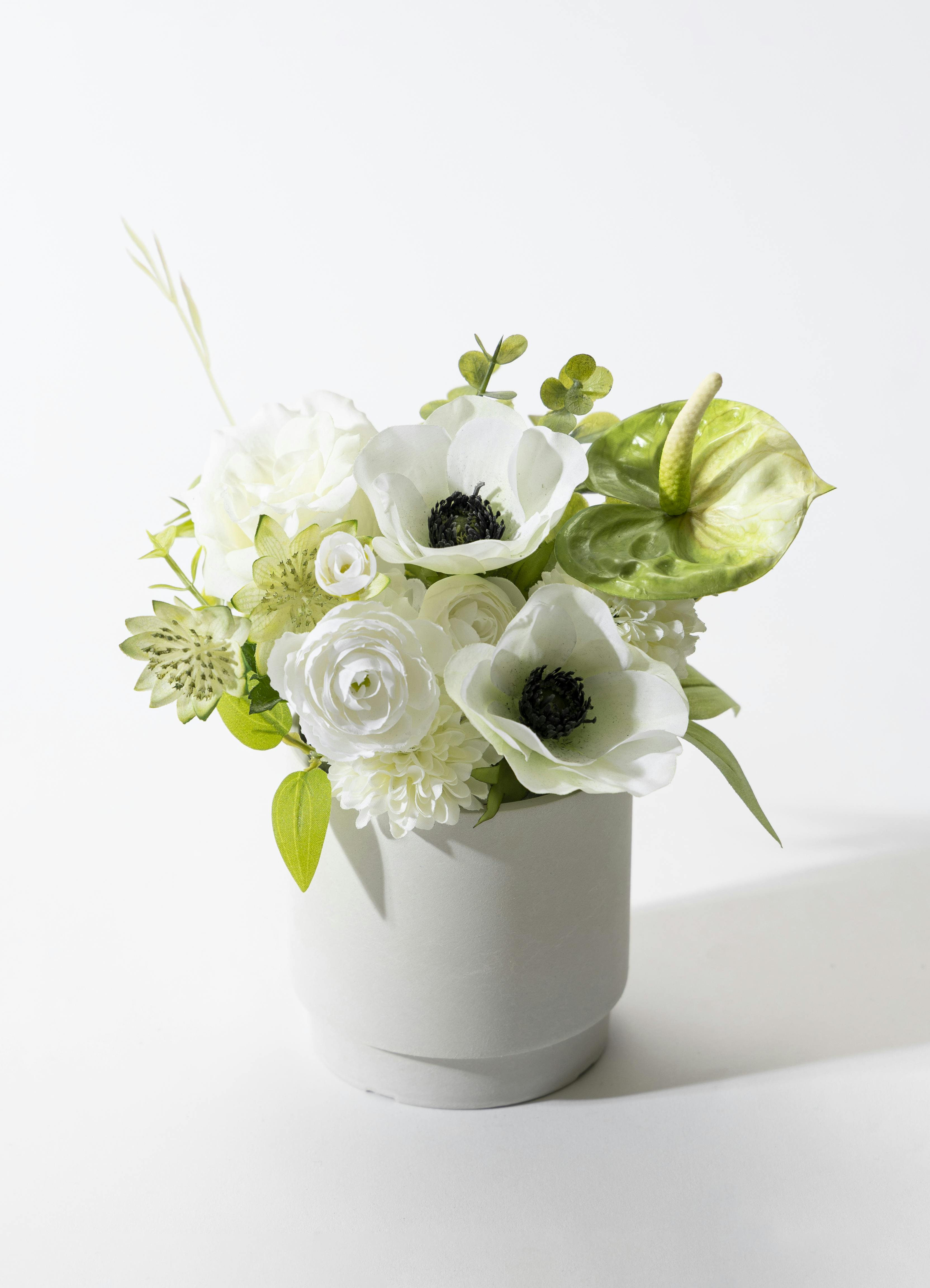 アーティフィシャルフラワー お供え アレンジメント ホワイト