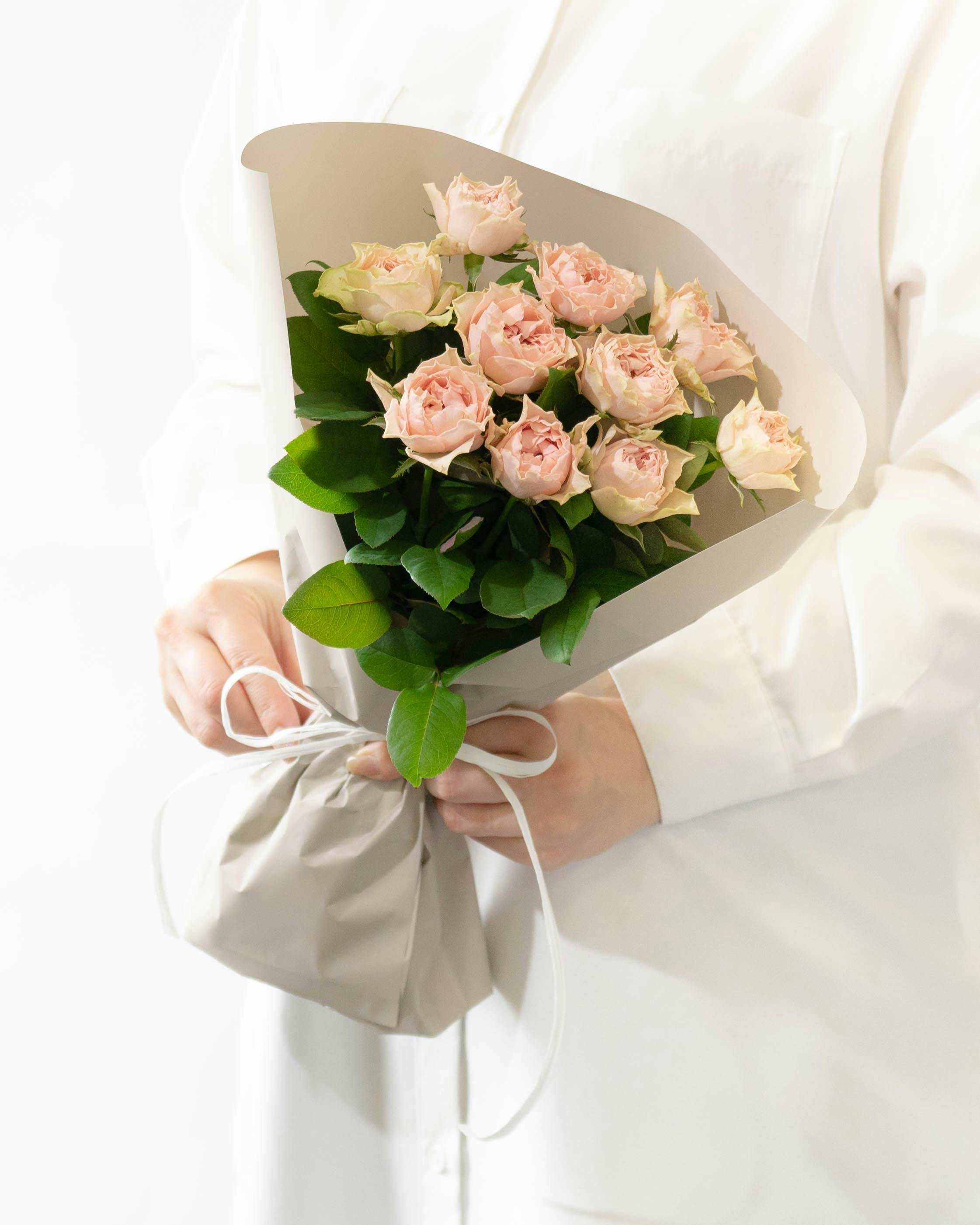 産地直送 バラ花束 ピンク（10本入り）／愛知 榊原薔薇園からお届け