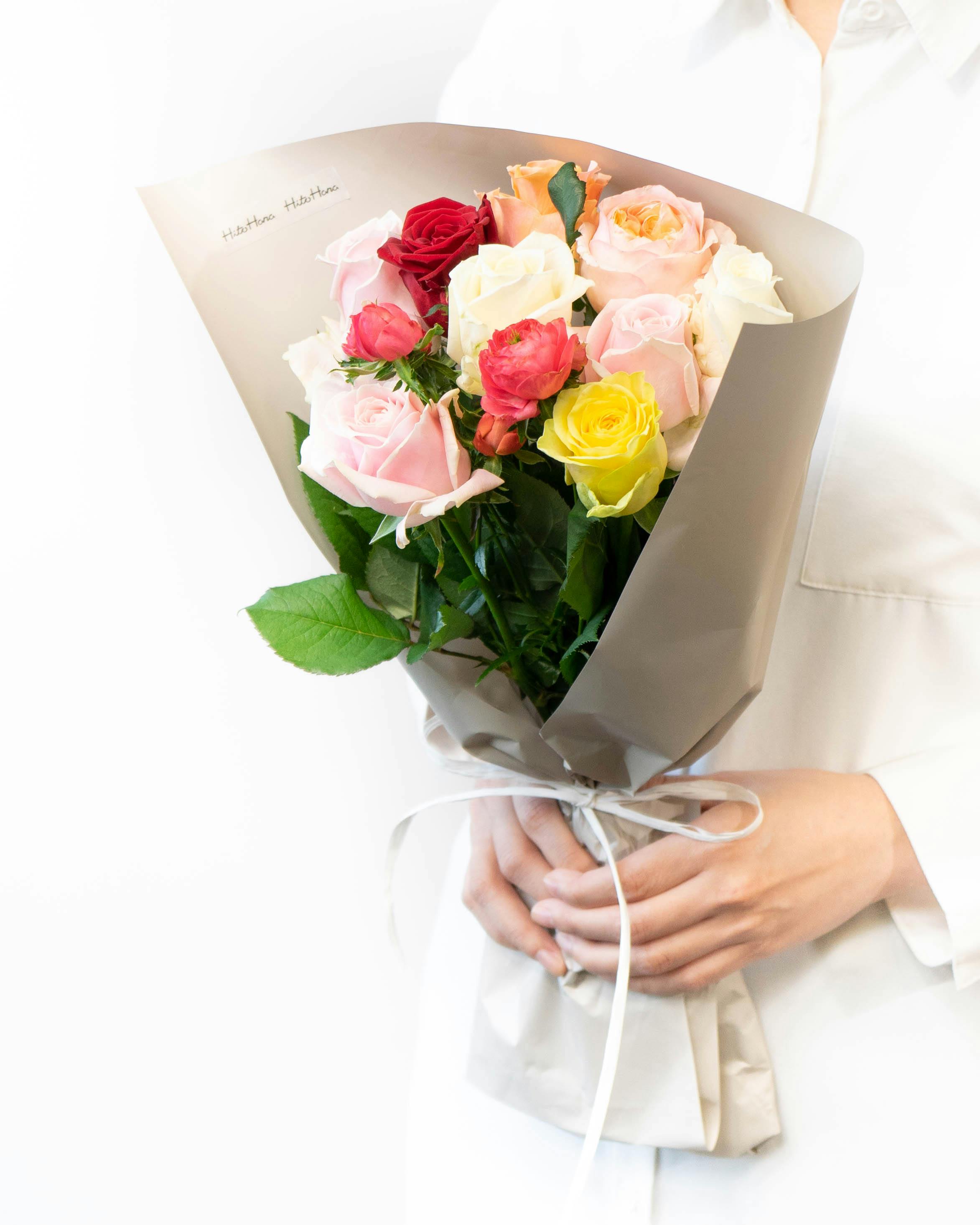 産地直送 バラ花束 ミックスおまかせ（10本入り）／愛知 榊原薔薇園