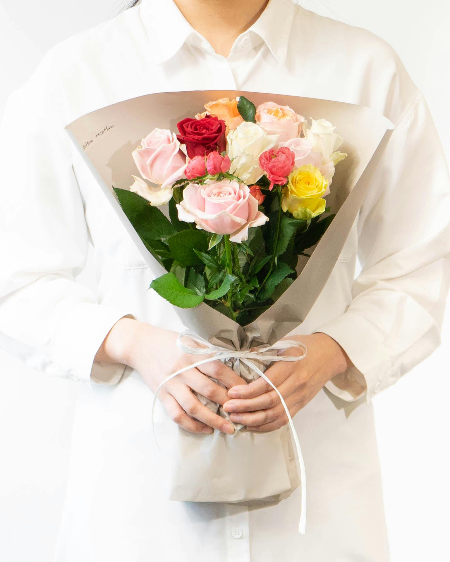 産地直送 バラ花束 ミックスおまかせ（10本入り）／愛知 榊原薔薇園