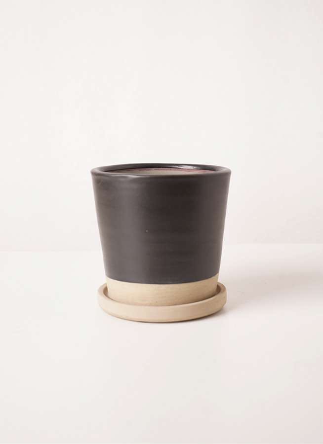 植木鉢 Mat Glaze Terracotta(マット グレーズ テラコッタ) ブラック 4号 #stem c6314