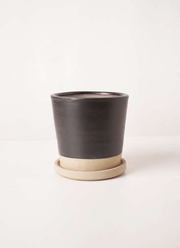 鉢カバー Mat Glaze Terracotta(マット グレーズ テラコッタ) ブラック 3号 #stem c6314