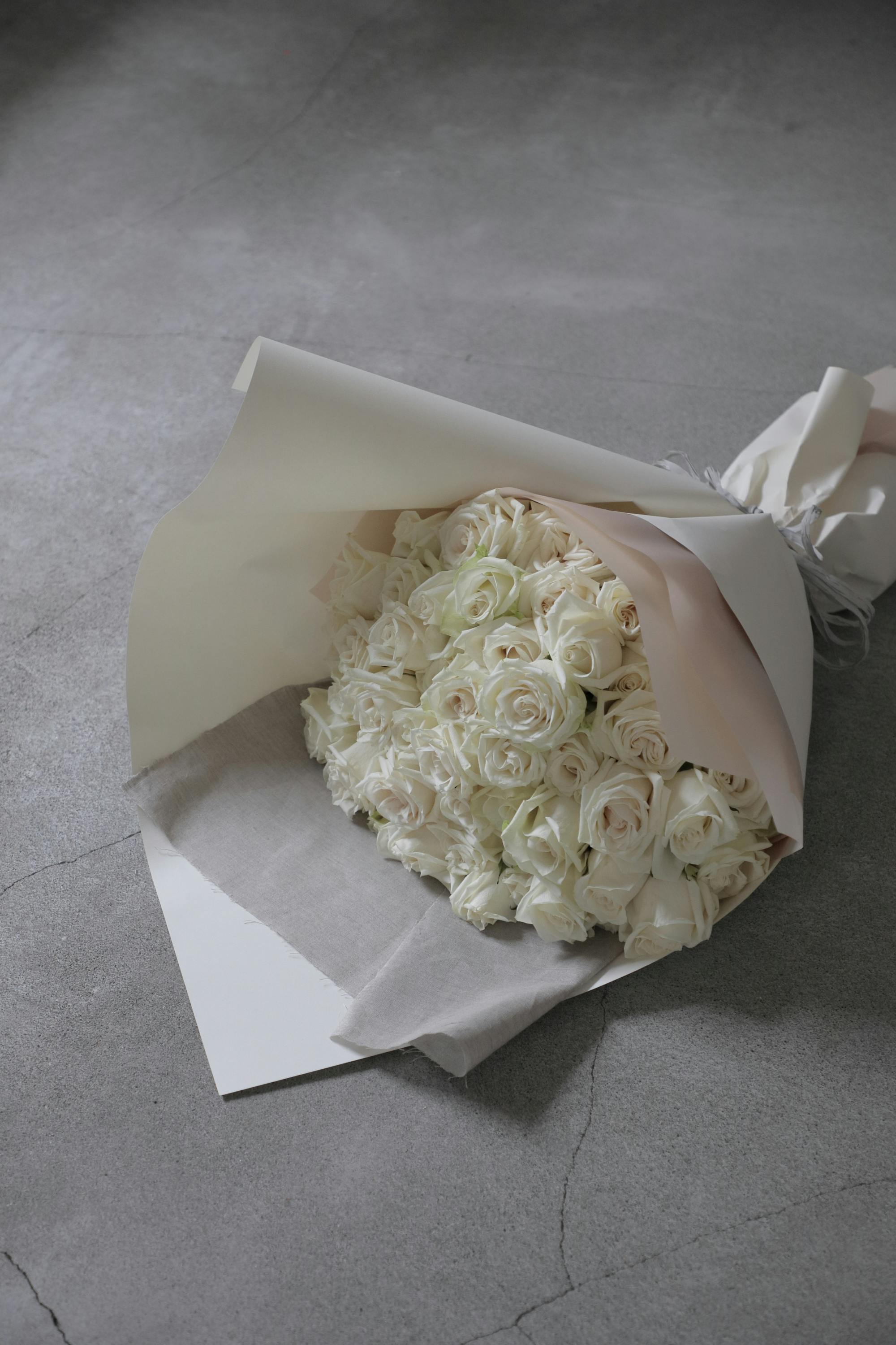 花束ブランケット　白薔薇 花束ブランケット 白薔薇