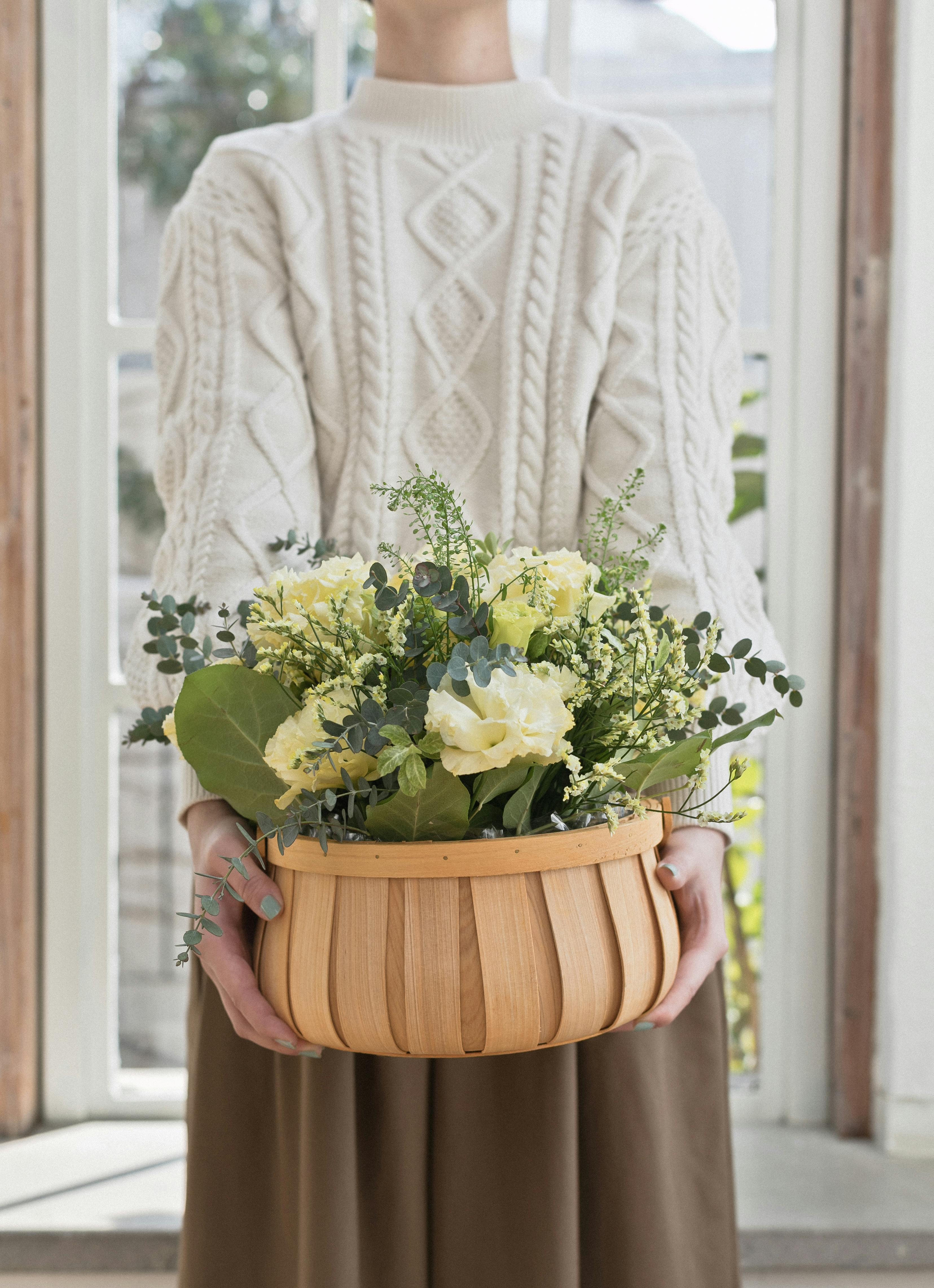 造花 花のみ トルコギキョウ×3 つぼみ×3〔×12本入り〕アレンジメント/花材/アートフラワー/インテリア トルコキキョウ アレンジメント イエロー M ラウンドバスケット