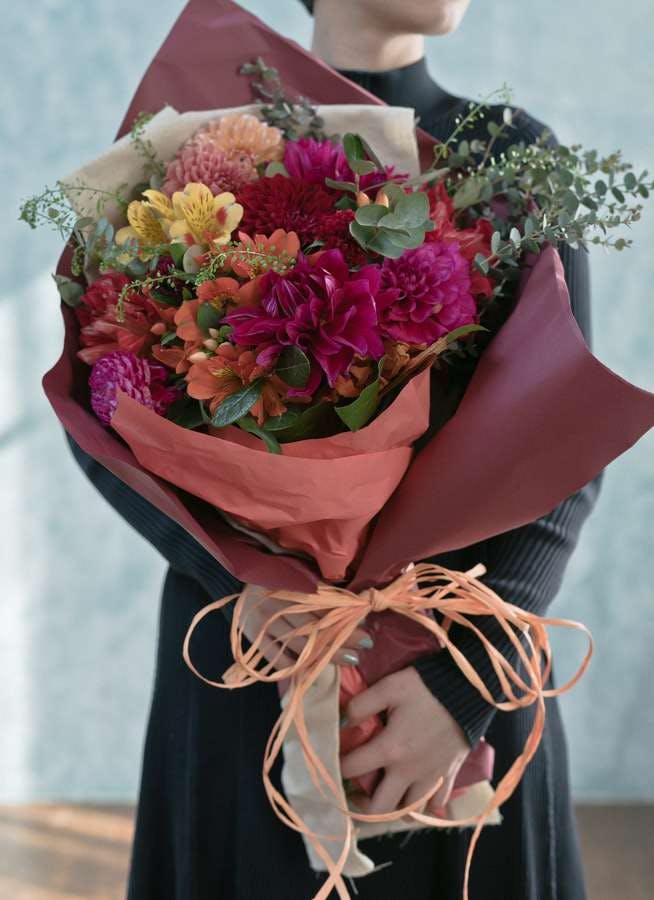 ダリア 花束 ミックス L ナチュラルブーケ 花束ならhitohana ひとはな ダリア 花束 ミックス L ナチュラルブーケ 花束ならhitohana ひとはな