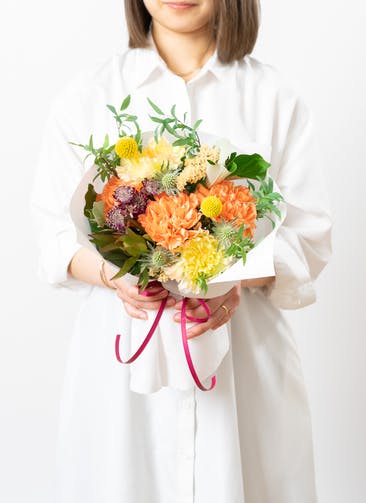 【母の日】カーネーション 花束 オレンジ・ボルドー S