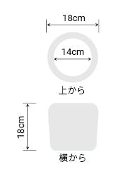 サイズ:外径 18cm、内径 14cm、高さ 18cm